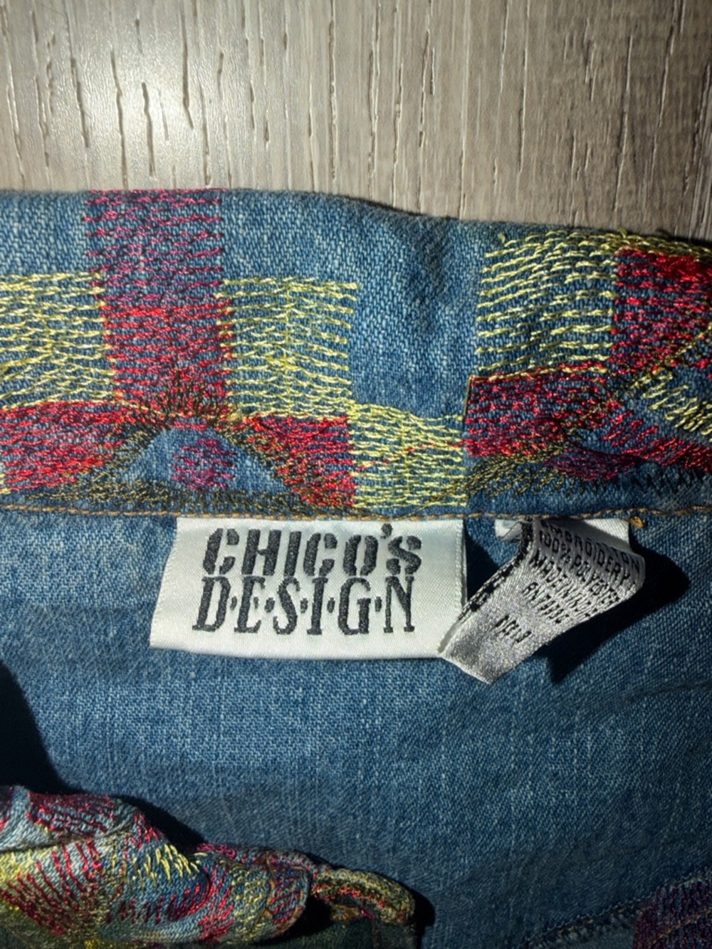 Chico's Multicolor Aztec-Patterned Denim Jacket - Picture 2 of 2